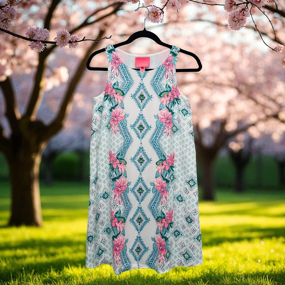 NWT Lilly Pulitzer Jackie Shift Dress XXS Resort‎ White Girls Best Friend Floral